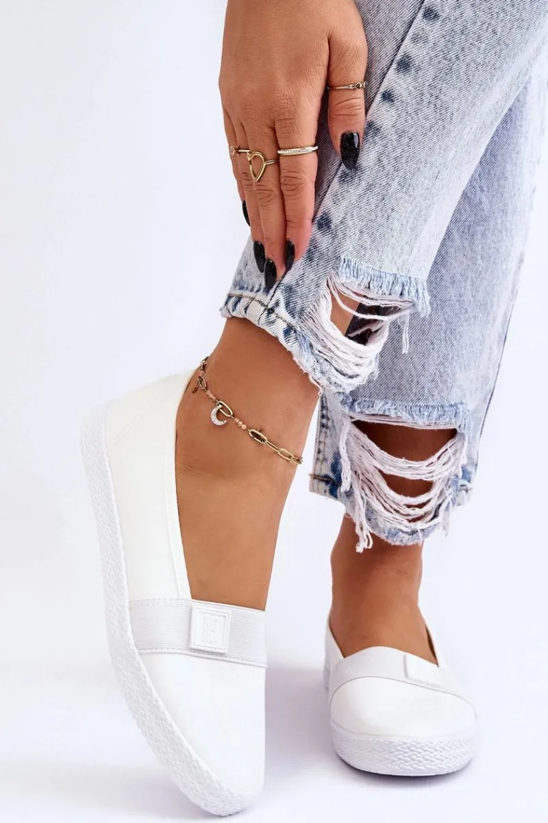 Sale Big Star Shoes Damskie Wsuwane Tenisówki Big Star LL274201 Białe