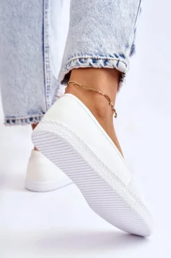 Sale Big Star Shoes Damskie Wsuwane Tenisówki Big Star LL274201 Białe