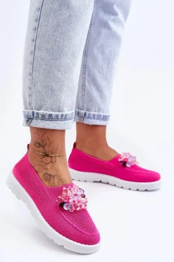 Trampki Damskie Slip-On|Trampki Damskie Niskie>Boto Damskie Wsuwane Tenisówki Z Kamieniami Fuksja Simple