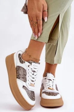 Sale GOE Damskie Wygodne Buty Sportowe LL2N4052 Biało-Beżowe