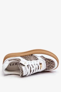 Sale GOE Damskie Wygodne Buty Sportowe LL2N4052 Biało-Beżowe