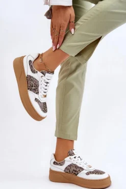 Sale GOE Damskie Wygodne Buty Sportowe LL2N4052 Biało-Beżowe