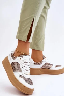 Sale GOE Damskie Wygodne Buty Sportowe LL2N4052 Biało-Beżowe