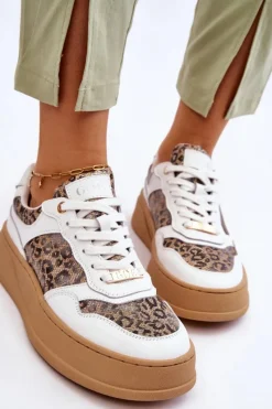 Sale GOE Damskie Wygodne Buty Sportowe LL2N4052 Biało-Beżowe