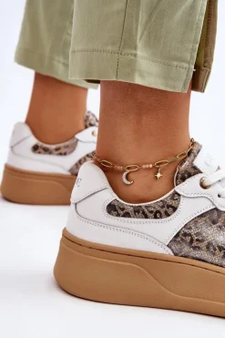 Sale GOE Damskie Wygodne Buty Sportowe LL2N4052 Biało-Beżowe