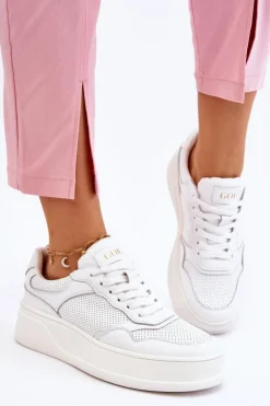 Best GOE Damskie Wygodne Buty Sportowe LL2N4054 Biało-Beżowe
