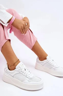 Best GOE Damskie Wygodne Buty Sportowe LL2N4054 Biało-Beżowe