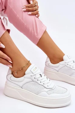 Best GOE Damskie Wygodne Buty Sportowe LL2N4054 Biało-Beżowe