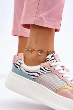 Outlet Damskie Wygodne Buty Sportowe LL2N4053 Multikolor Damskie Sneakersy Damskie