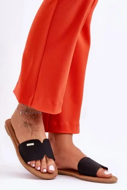 Klapki Damskie Klasyczne>Boto Damskie Wygodne Klapki Na Płaskim Obcasie Czarne Coraline