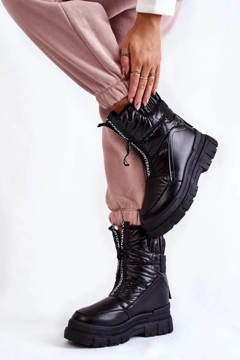 Śniegowce Damskie>Buty damskie Vinceza Damskie Wygodne Śniegowce Czarne Elodia