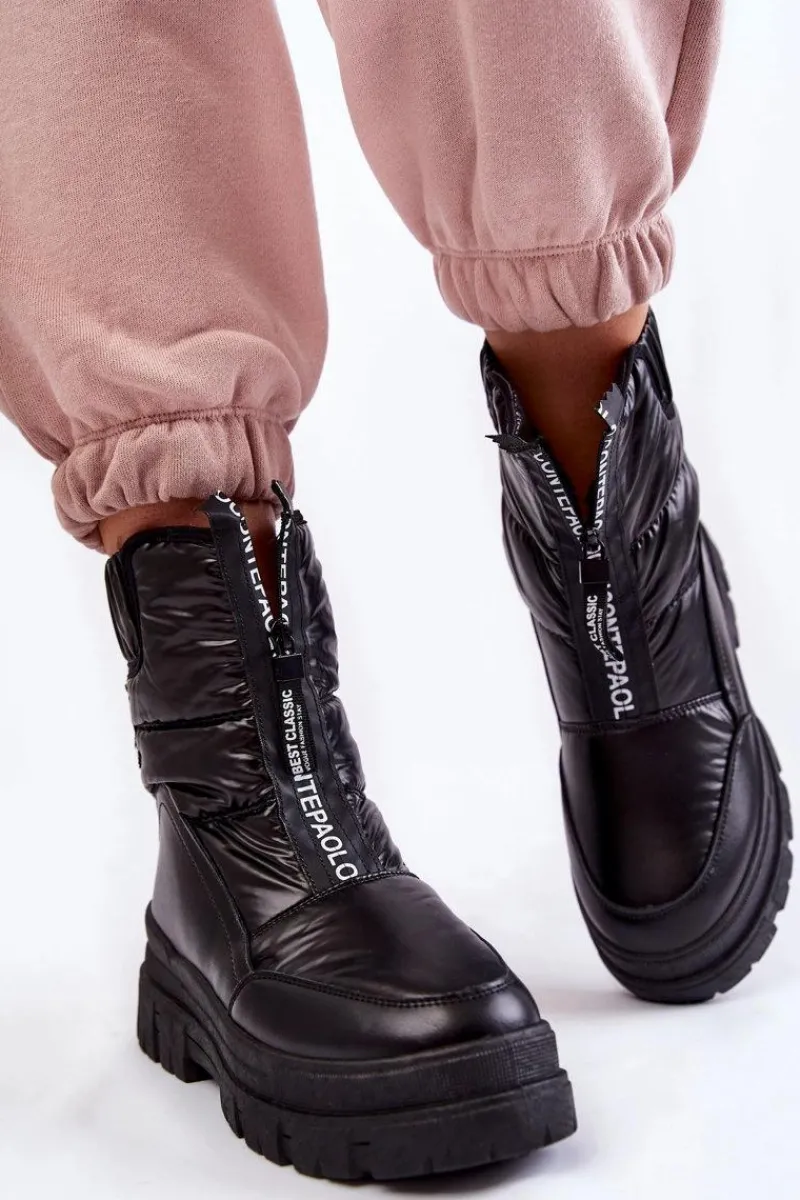 Śniegowce Damskie>Buty damskie Vinceza Damskie Wygodne Śniegowce Czarne Elodia