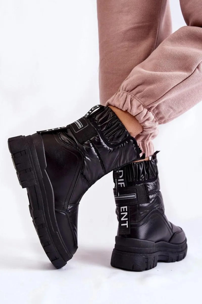 Śniegowce Damskie>Buty damskie Vinceza Damskie Wygodne Śniegowce Czarne Elodia