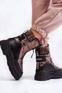 New Damskie Wygodne Śniegowce Brązowo-Czarne Elodia Damskie Śniegowce Damskie