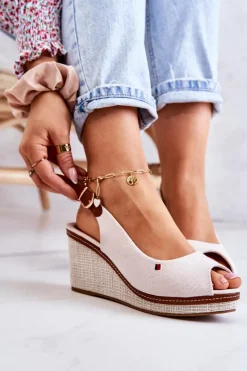 Sandały Na Koturnie>Boto Damskie Wygodne Sandały Na Koturnie Beżowe Thallas