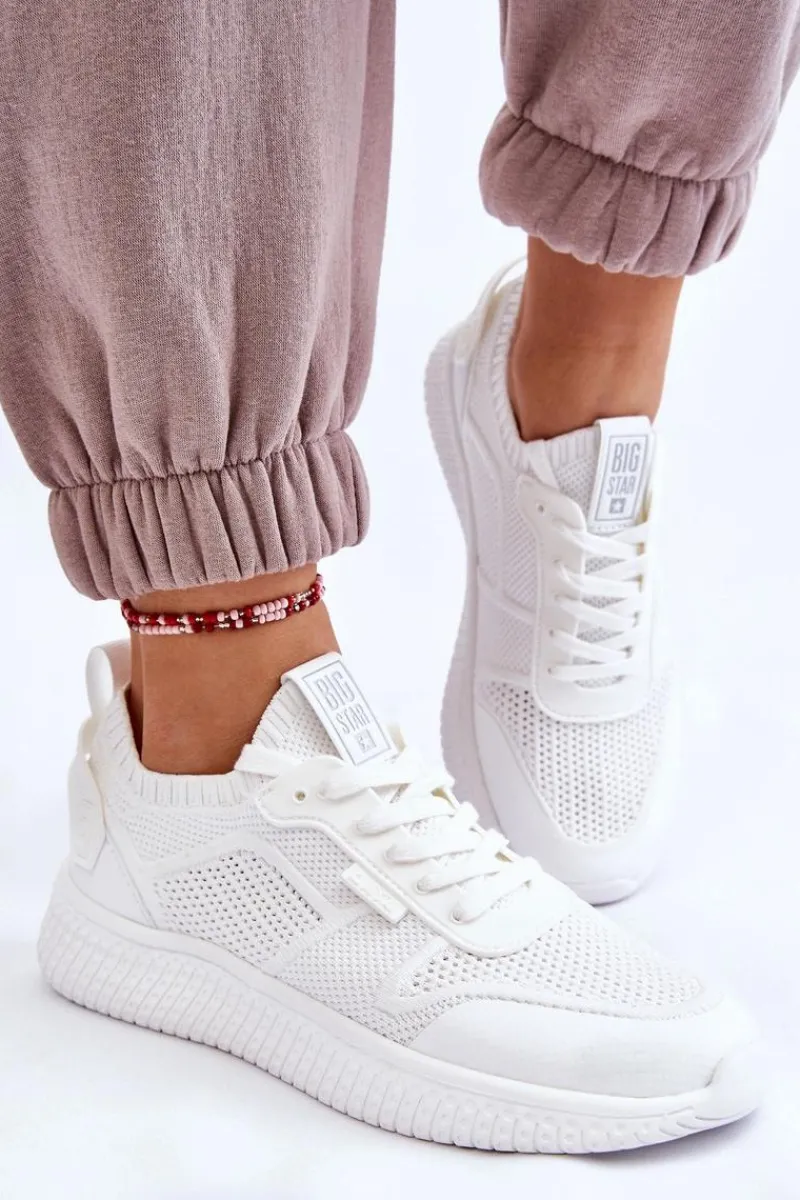 Outlet Big Star Shoes Damskie Wygodne Sneakersy Memory Foam System Big Star LL274415 Białe