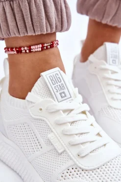 Outlet Big Star Shoes Damskie Wygodne Sneakersy Memory Foam System Big Star LL274415 Białe