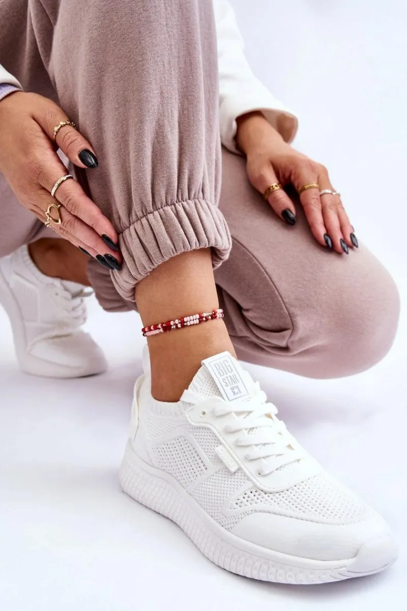 Outlet Big Star Shoes Damskie Wygodne Sneakersy Memory Foam System Big Star LL274415 Białe