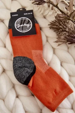 Skarpetki|Skarpetki>Just Play Damskie Wysokie Bawełniane Skarpety Pomarańczowe