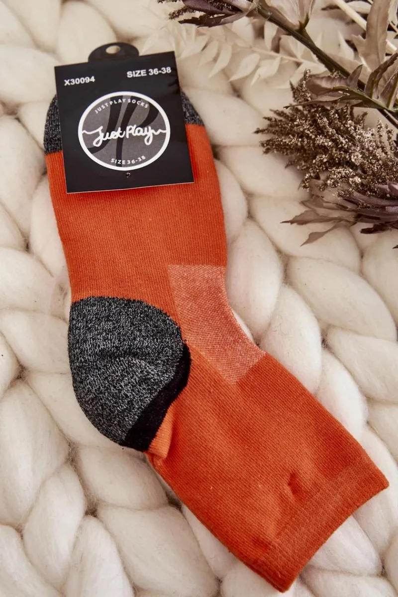 Skarpetki|Skarpetki>Just Play Damskie Wysokie Bawełniane Skarpety Pomarańczowe