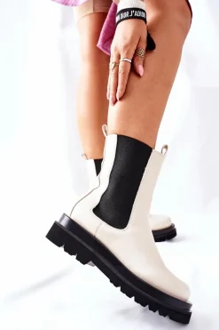 Brązowe I Beżowe Botki|Botki Płaskie><noscript><img width=