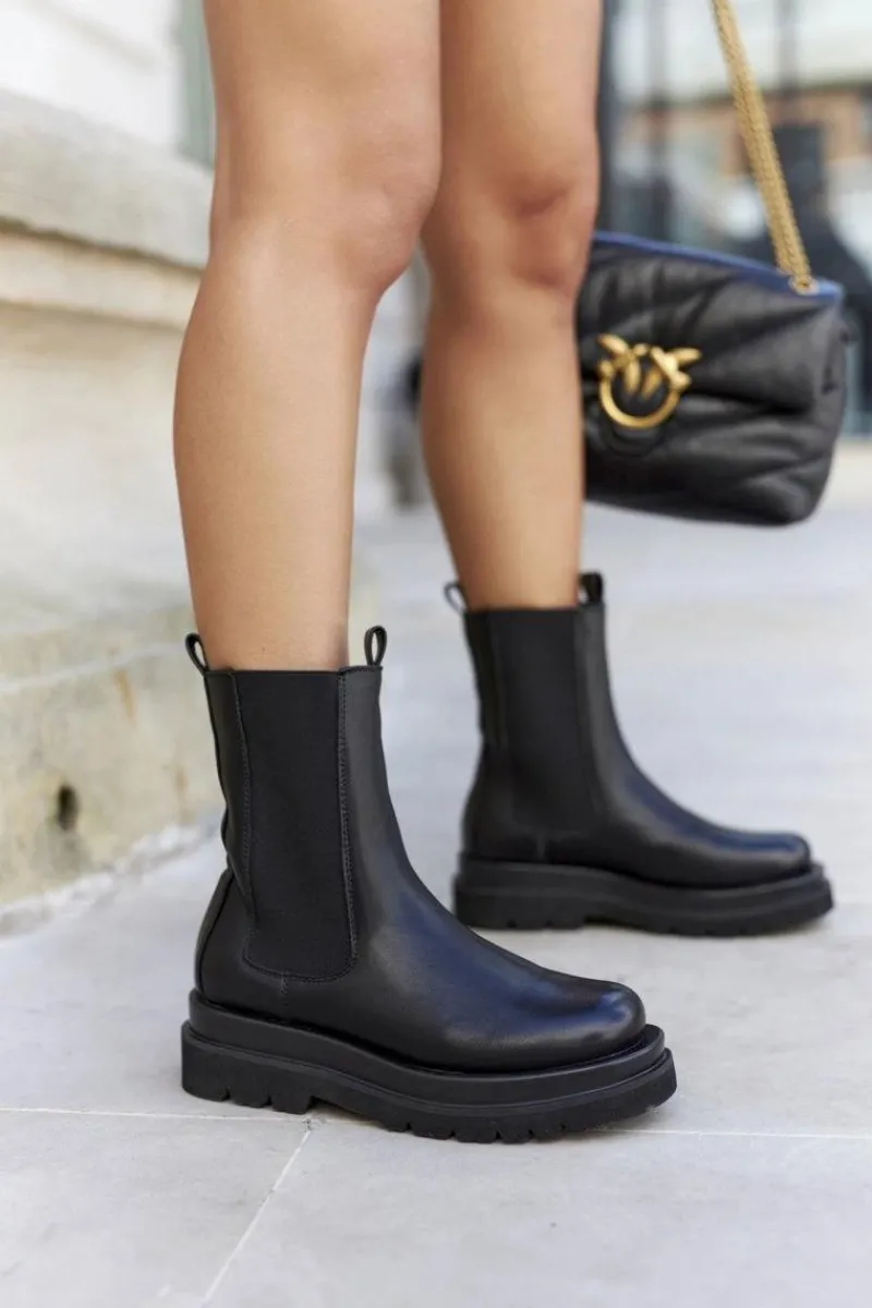 Czarne Botki|Botki Płaskie>Damskie buty S.Barski Damskie Wysokie Botki Sztyblety Czarne Belive