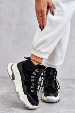 Sneakersy Damskie>GOE Damskie Wysokie Buty Sportowe KK2N4098 Czarne Czarny