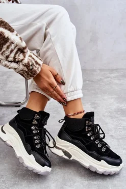 Sneakersy Damskie>GOE Damskie Wysokie Buty Sportowe KK2N4098 Czarne Czarny