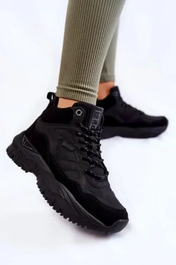 Hot Big Star Shoes Damskie Wysokie Buty Sportowe Memory Foam System Big Star KK274356 Czarne