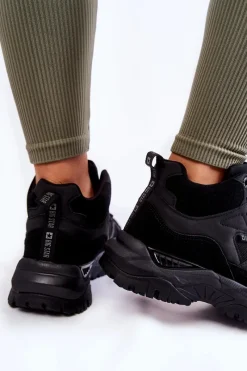 Hot Big Star Shoes Damskie Wysokie Buty Sportowe Memory Foam System Big Star KK274356 Czarne