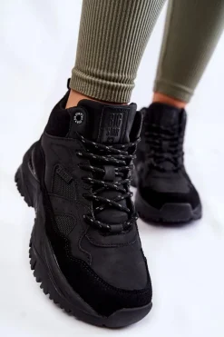 Hot Big Star Shoes Damskie Wysokie Buty Sportowe Memory Foam System Big Star KK274356 Czarne