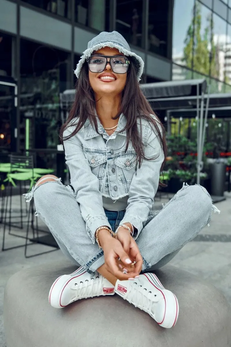 Trampki Damskie Big Star|Trampki Damskie Wysokie>Big Star Shoes Damskie Wysokie Materiałowe Trampki Na Platformie Big Star LL274185 Białe Biały