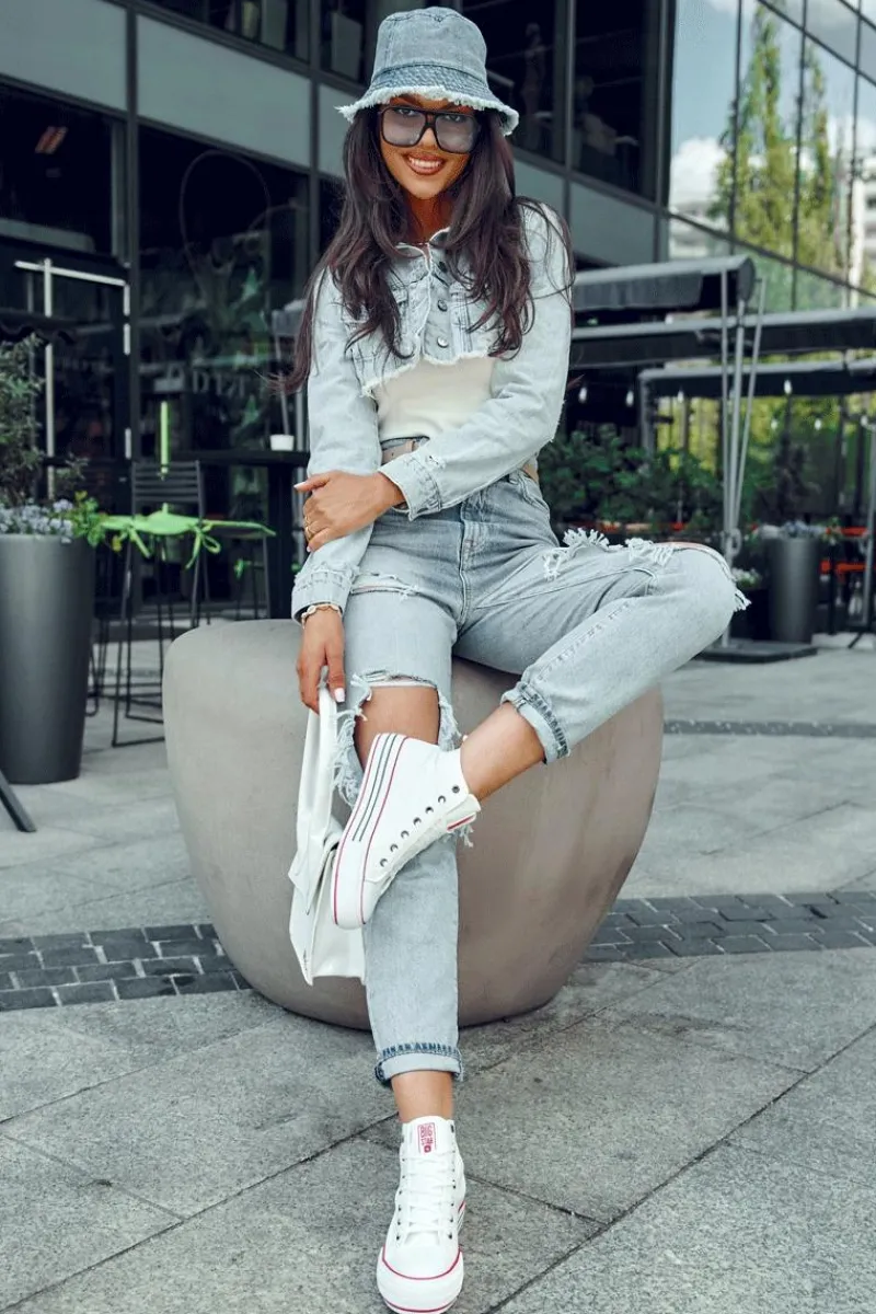 Trampki Damskie Big Star|Trampki Damskie Wysokie>Big Star Shoes Damskie Wysokie Materiałowe Trampki Na Platformie Big Star LL274185 Białe Biały