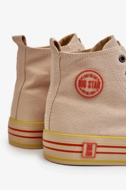 Online Damskie Wysokie Materiałowe Trampki Na Platformie Big Star LL274187 Beżowe Damskie Trampki Damskie Big Star|Trampki Damskie Wysokie