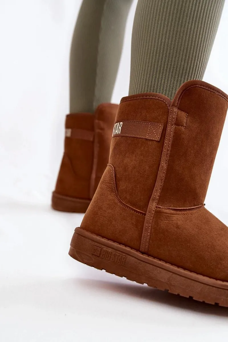 Śniegowce Damskie>Big Star Shoes Damskie Wysokie Śniegowce Big Star KK274616 Brązowe Brązowy