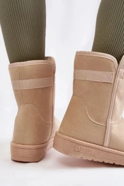 Best Big Star Shoes Damskie Wysokie Śniegowce Big Star KK274617 Jasnobeżowe