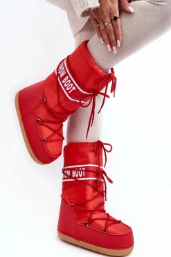 Sale Boto Damskie Wysokie Śniegowce Czerwone Venila Czerwony