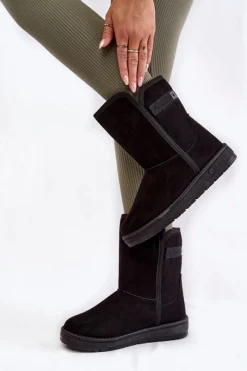 Outlet Big Star Shoes Damskie Wysokie Śniegowce Big Star KK274618 Czarne Czarny