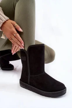 Outlet Big Star Shoes Damskie Wysokie Śniegowce Big Star KK274618 Czarne Czarny