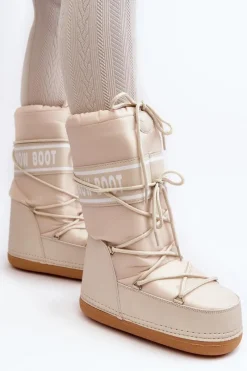 Clearance Boto Damskie Wysokie Śniegowce Beżowe Venila Beżowy