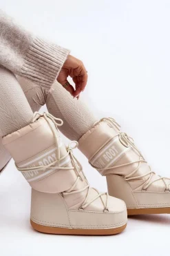 Clearance Boto Damskie Wysokie Śniegowce Beżowe Venila Beżowy