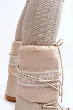 Clearance Boto Damskie Wysokie Śniegowce Beżowe Venila Beżowy