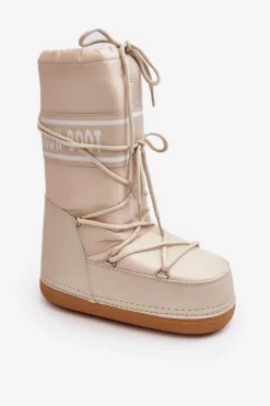 Clearance Boto Damskie Wysokie Śniegowce Beżowe Venila Beżowy