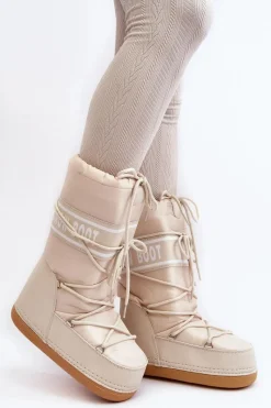 Clearance Boto Damskie Wysokie Śniegowce Beżowe Venila Beżowy