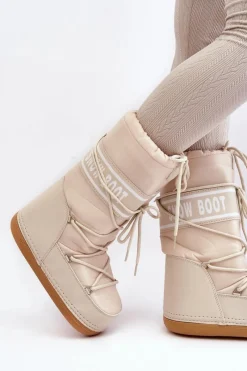 Clearance Boto Damskie Wysokie Śniegowce Beżowe Venila Beżowy