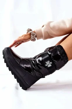 New Damskie buty S.Barski Damskie Wysokie Śniegowce Ocieplane Czarne Eunousa