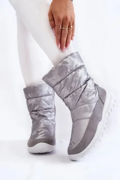 New Damskie Wysokie Śniegowce Big Star KK274600 Szare Damskie Śniegowce Damskie