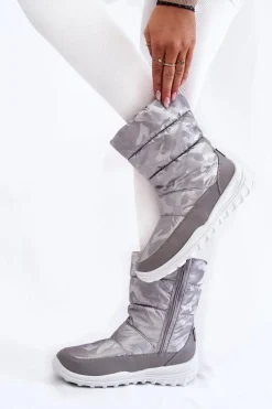 New Damskie Wysokie Śniegowce Big Star KK274600 Szare Damskie Śniegowce Damskie