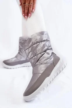 New Damskie Wysokie Śniegowce Big Star KK274600 Szare Damskie Śniegowce Damskie