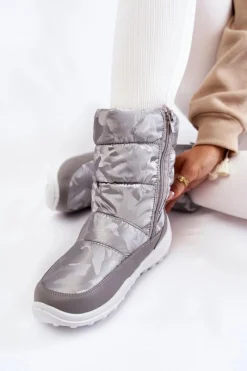 New Damskie Wysokie Śniegowce Big Star KK274600 Szare Damskie Śniegowce Damskie
